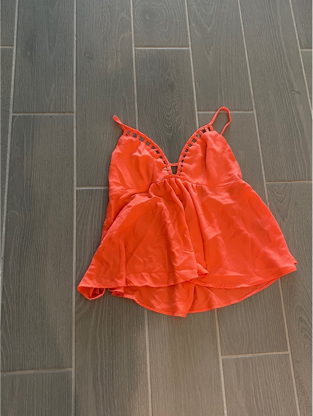 Charlotte Russe Orange Spaghetti Strap Tank Top Size L